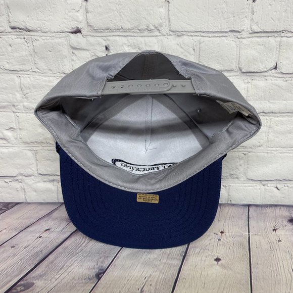 Vintage Hat Cap Snapback Gray Navy Blue Bill JKJ Trucking Rope Embroidered Logo - Picture 7 of 10